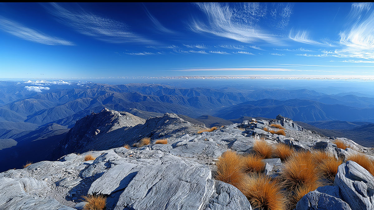 majestic panoramic view from summit mount kosciuszko australia